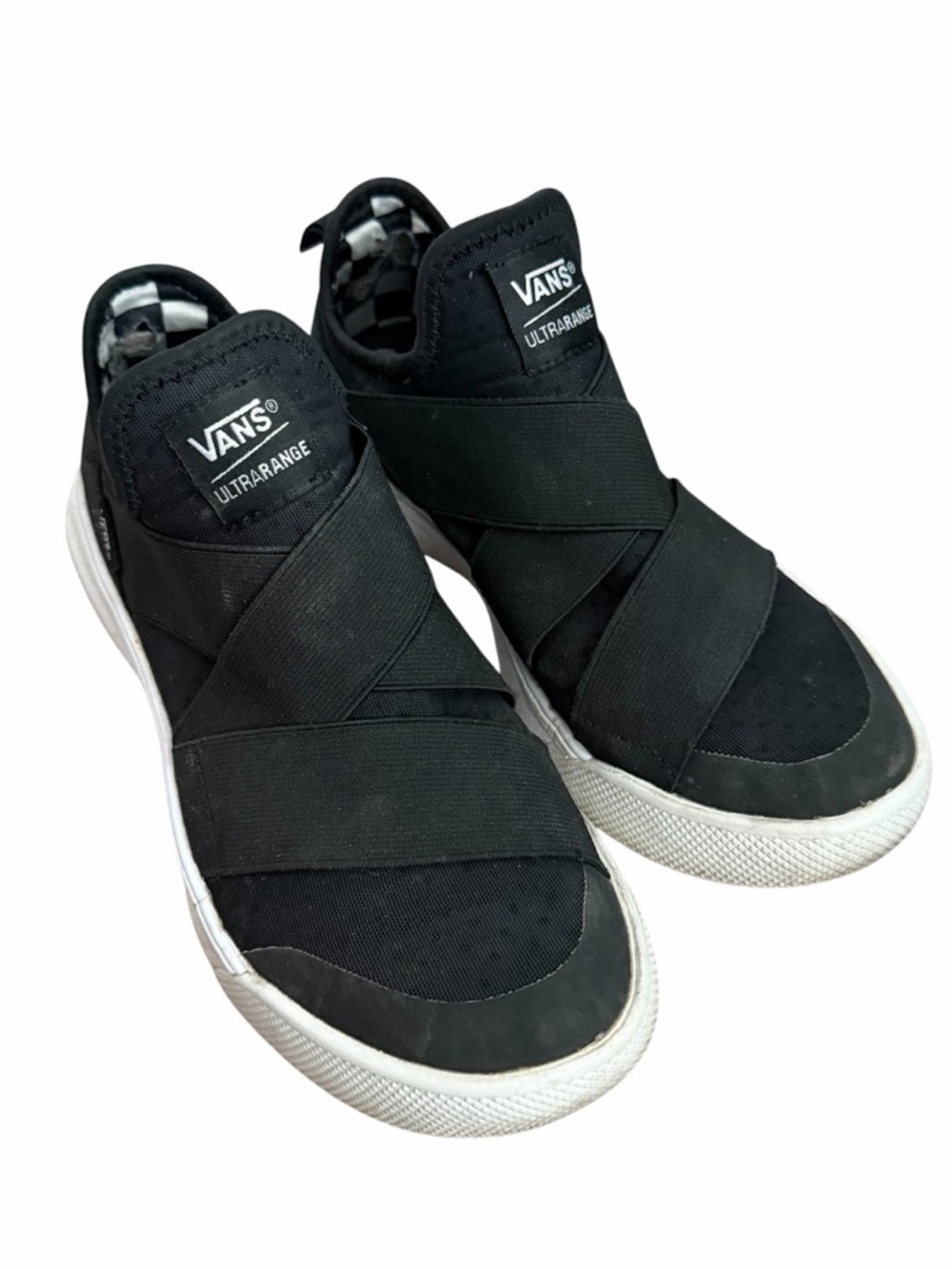 Vans Ultrarange Slip-On Sneakers in Black with White Sole
